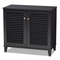 Baxton Studio FP-01LV-Dark Grey Coolidge Modern and Contemporary Dark Grey Finished 4-Shelf Wood Shoe Storage Cabinet